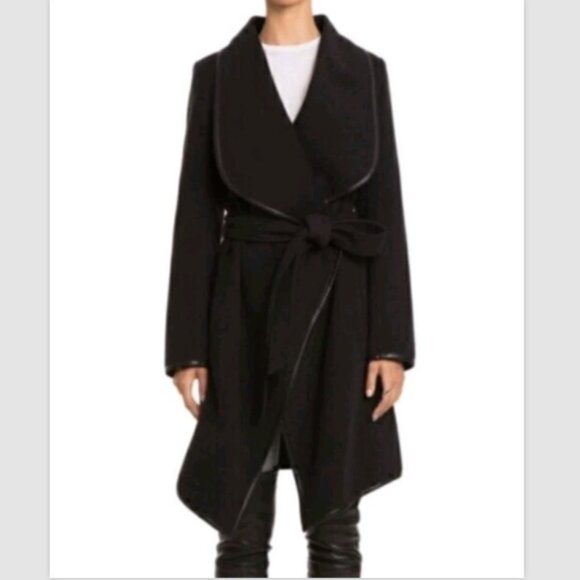 Badgley Mischka Jackets & Blazers - Badgley Mischka Belle Tessa Shawl Collar Belted Wrap Knee Length Jacket Coat